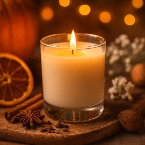 Nicola Spring Pumpkin Spice Scented Soy Wax Candle and Reed Diffuser Set, 160g Candle and 200ml Diffuser