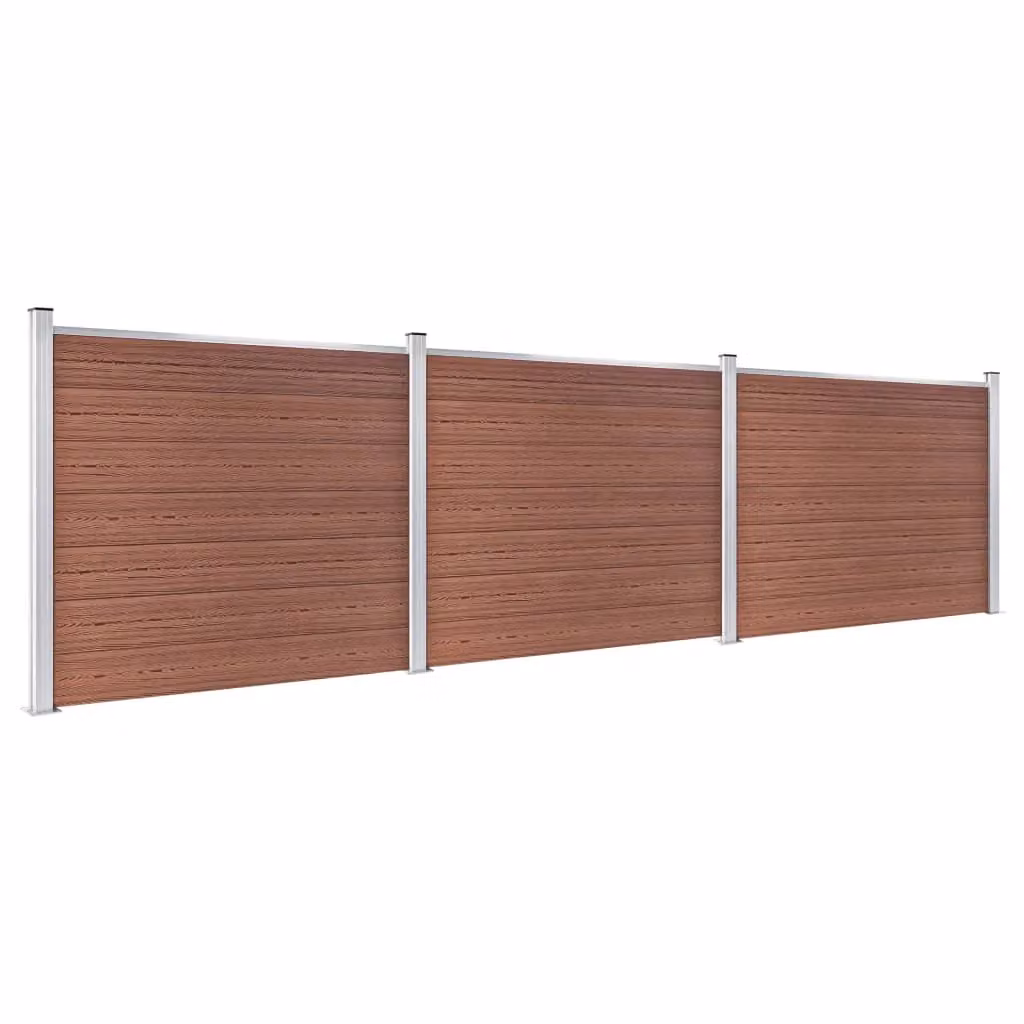 Berkfield Home WPC Fence Panel Set, Brown, W: 526 cm, H: 146 cm – 2