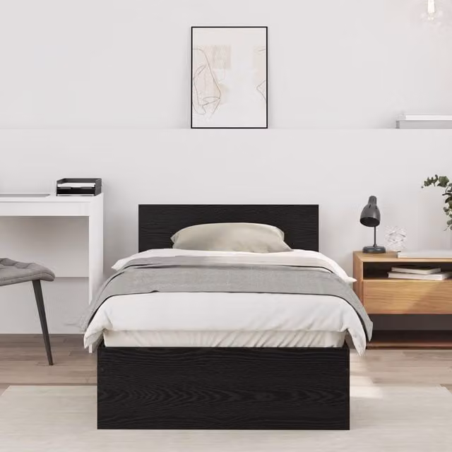 Berkfield Home Modern Black Oak Bed Frame with Lift Up Base, W/D/H: 90 x 190 x 31 cm