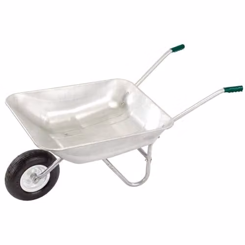 Draper 31619 Galvanised Steel Wheelbarrow, 65L, Green and Silver