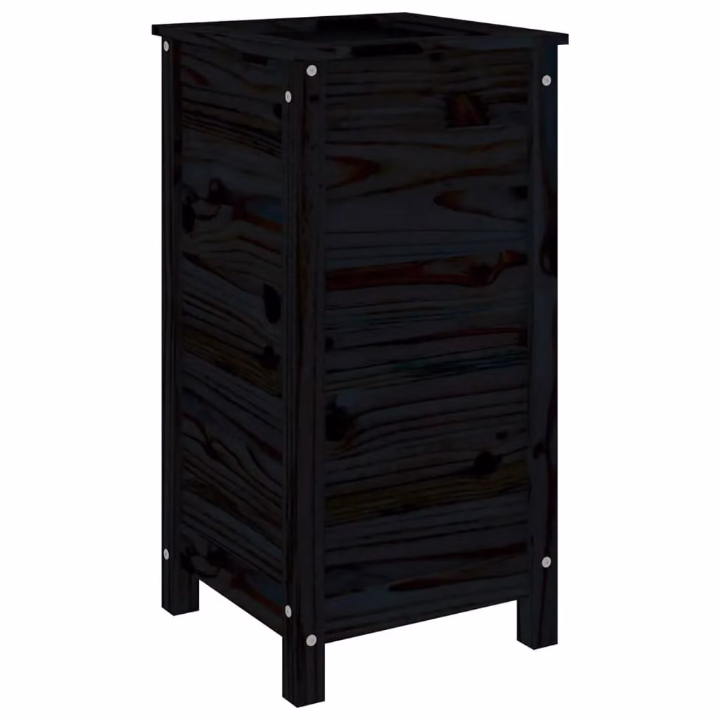 Berkfield Home Black Solid Wood Pine Garden Planter Tub W/D/H: 40 x 40 x 78 cm – 2