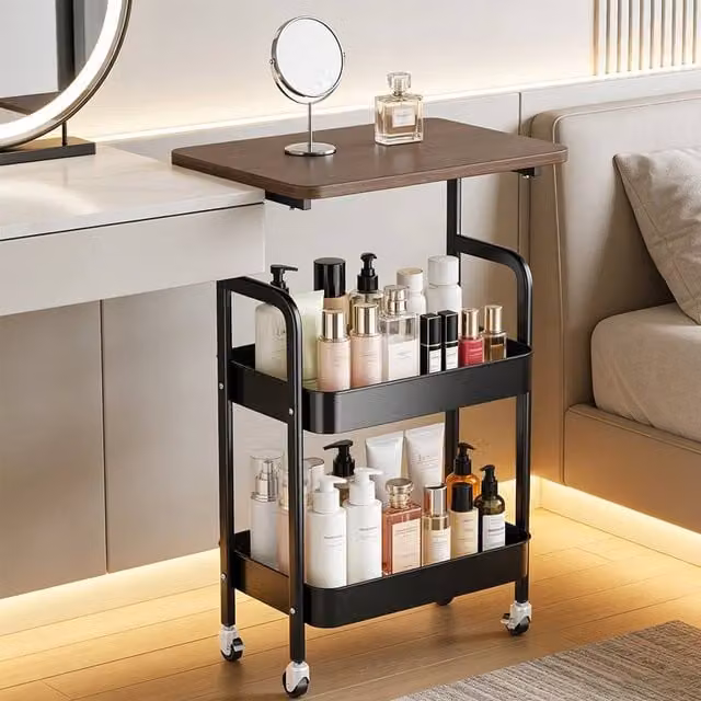 EONLION Black 3 Tier Metal Storage Trolley Cart on Wheels, W/D/H: 100 x 30 x 30 cm – 1