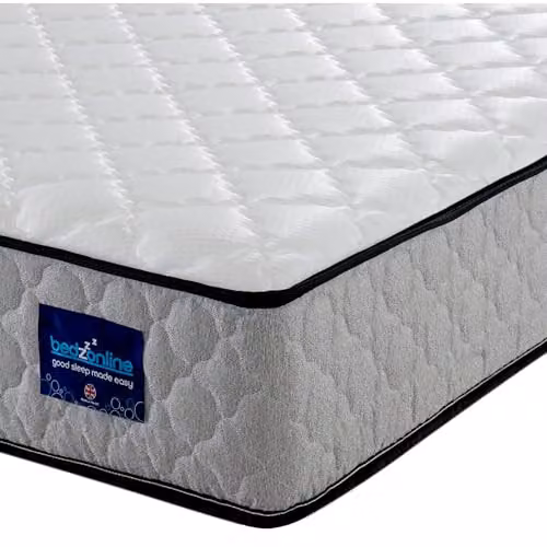 BEDZONLINE Cool-Touch Hybrid Memory Foam and Spring Mattress, White or Grey, 2ft6 Small Single, H: 20 cm, W: 76.2 cm, D: 198.12 cm – 1