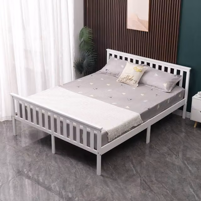 WestWood Classic Solid Wood Single Bed with Footboard in White