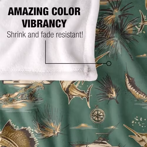 JQ Licensing Billfish Tiki Fishing Pattern Super Soft Fleece Throw Blanket, Multicolour, W/D/H: 91 x 147 x 1 cm – 3