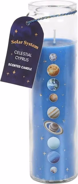Something Different Cedar Celestial Blue Glass Tube Tabletop Candle – 1