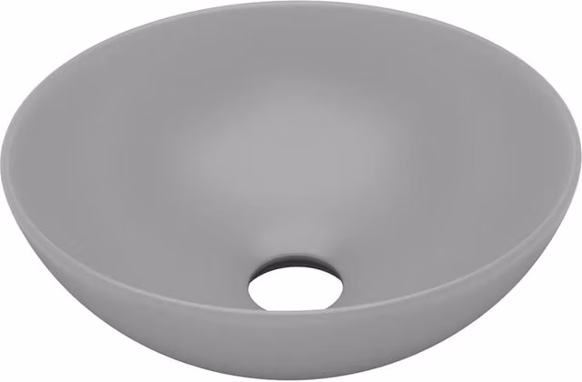 Berkfield Home Round Ceramic Countertop Bathroom Sink in Light Grey – 1