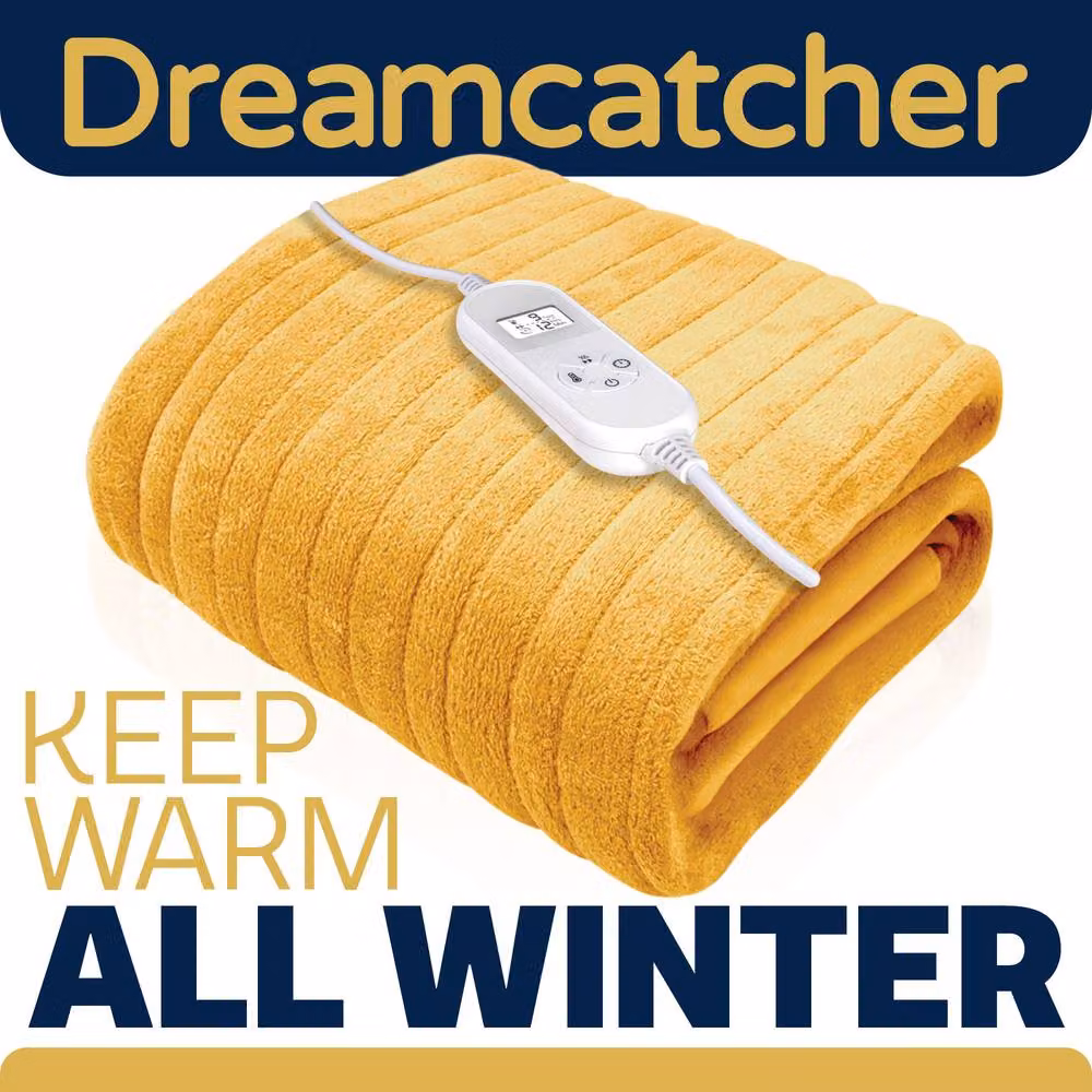 Dreamcatcher Gold Double Electric Heated Fleece Throw Blanket with Timer – 5