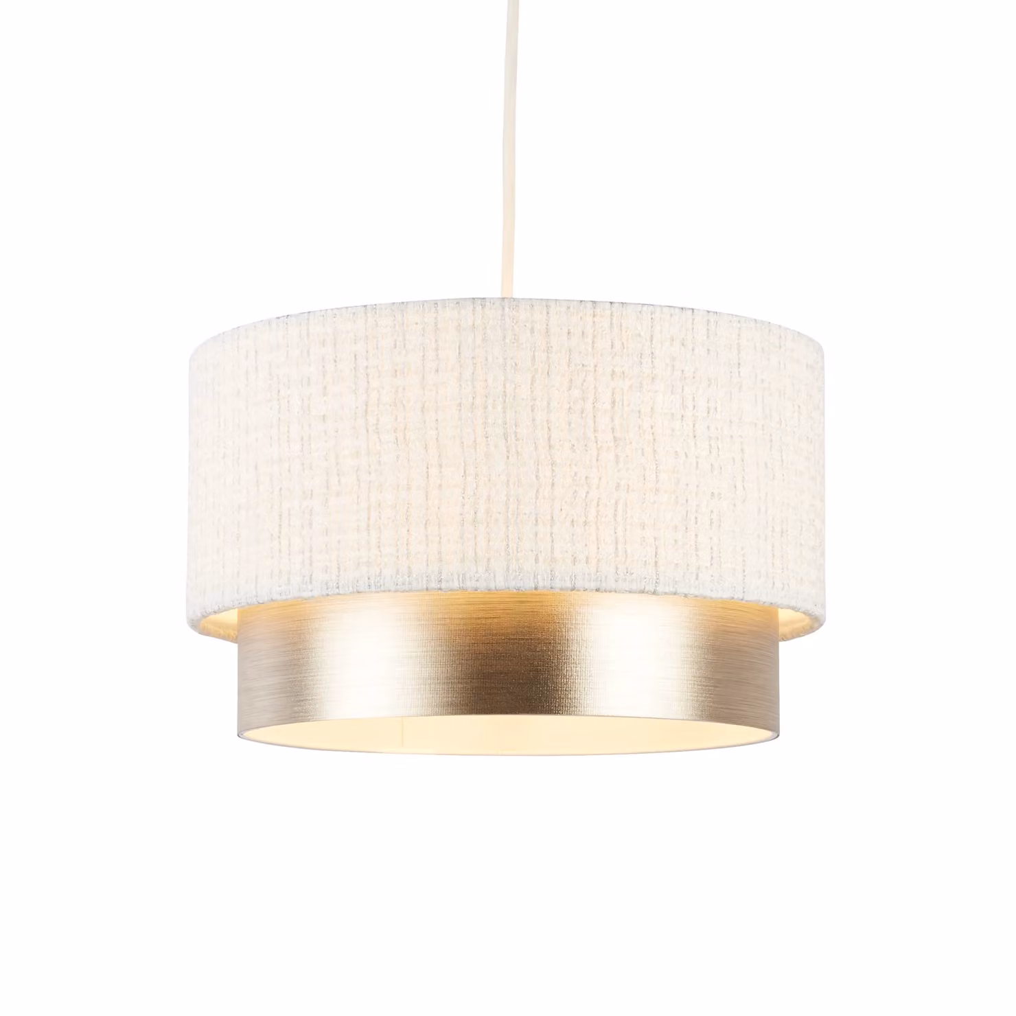 Lighting Collection Two Tier Easy Fit White Fabric Cylinder Ceiling Light – 2