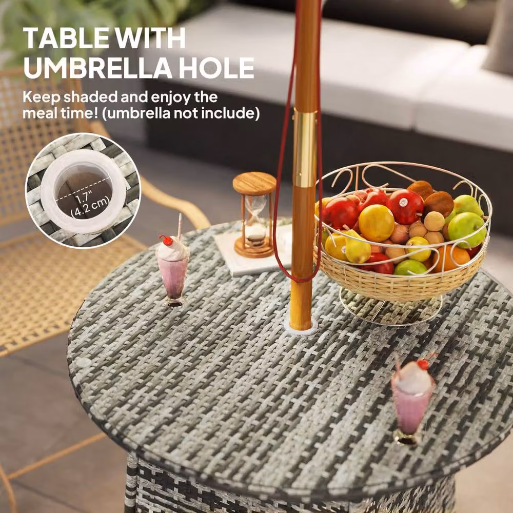 Wyld Haus Viveke Grey Rattan Outdoor Coffee Table with Tempered Glass Top – 4
