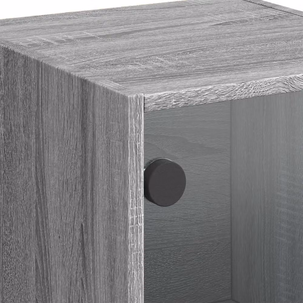 Berkfield Home Highboard with Glass Doors in Grey, W/D/H: 35 x 37 x 109 cm – 3