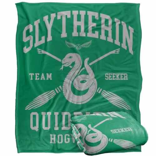 Warner Bros. Harry Potter Slytherin Quidditch Arch Super Soft Fleece Throw Blanket, Green/Multicolour, W: 127 cm x H: 152.4 cm – 1