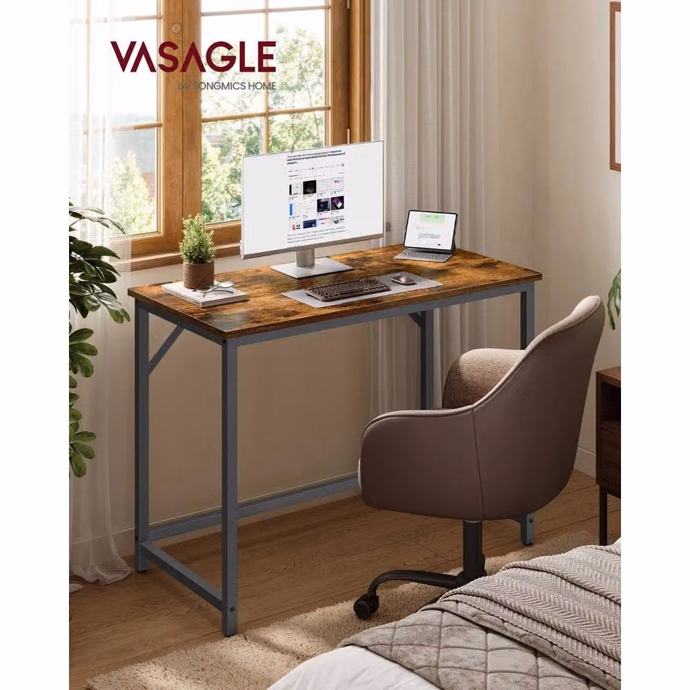 Kelvenix Brown Minimalist Computer Desk and Writing Table – 4