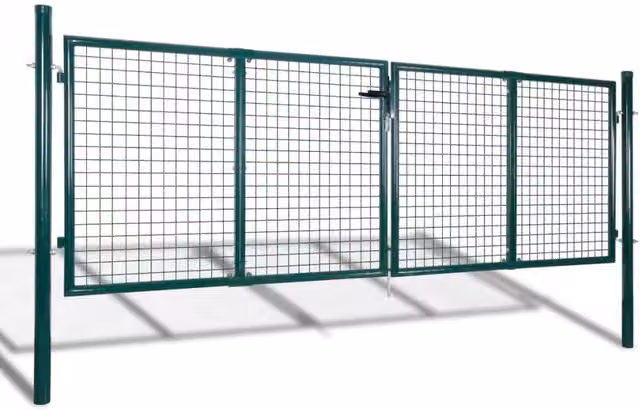 Berkfield Home Green Steel Swing Fence Gate W: 306 cm, H: 150 cm