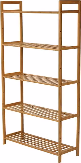 Livingandhome 5-Tier Freestanding Wooden Shoe Rack in Brown and Multicolour