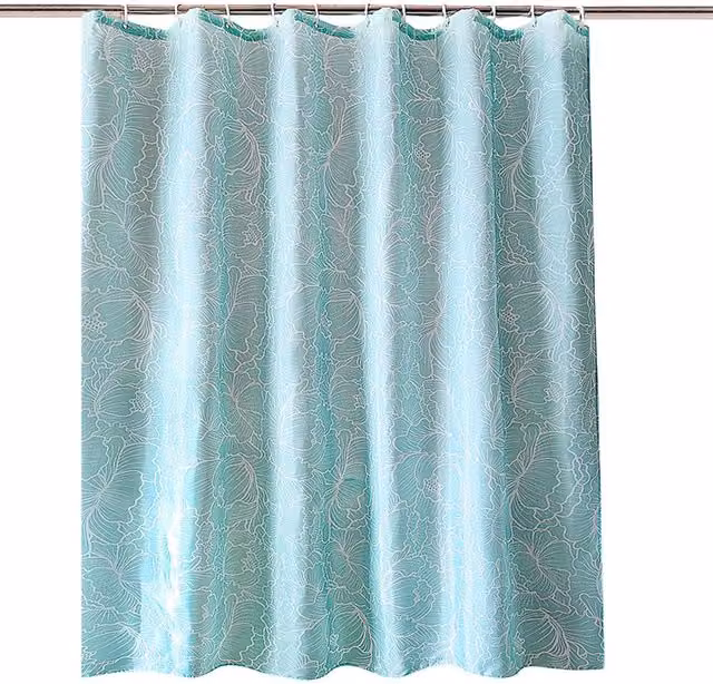 Neel Blue Floral Design Polyester Shower Curtain in Light Blue, Water Resistant and Mould Resistant, W/D/H: 180 x 200 cm – 1