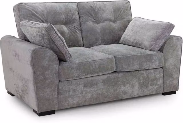 Furnishings For Less UK Montford Grey Fabric 2 Seater High Back Sofa with Scatter Cushions and Removable Covers