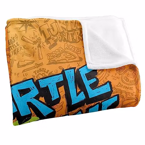 Nickelodeon Teenage Mutant Ninja Turtles Mutant Mayhem Turtle Time Graffiti Super Soft Silky Feel Fleece Blanket, Multicolour, W: 91.44 cm, L: 147.32 cm – 3