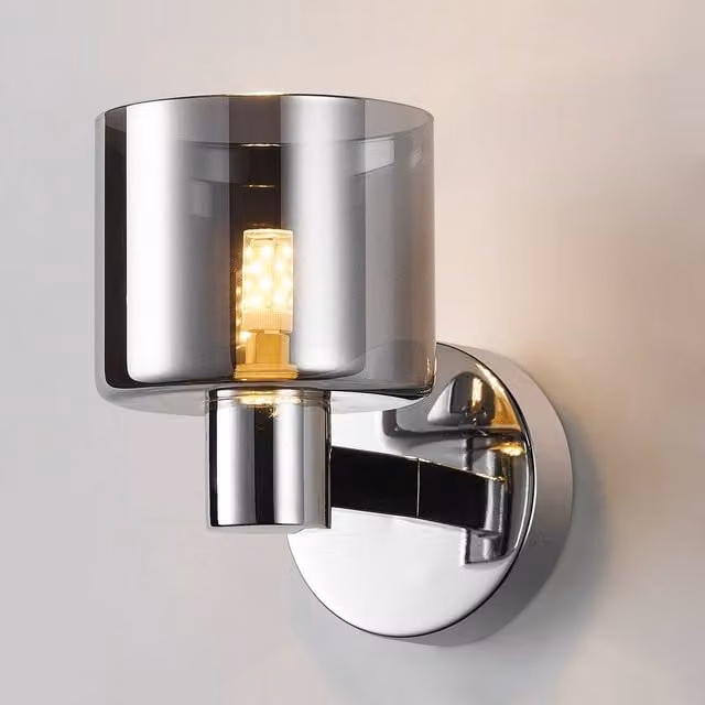 Harper Living Modern LED Wall Light with Chrome Finish and Smoked Grey Glass – 1