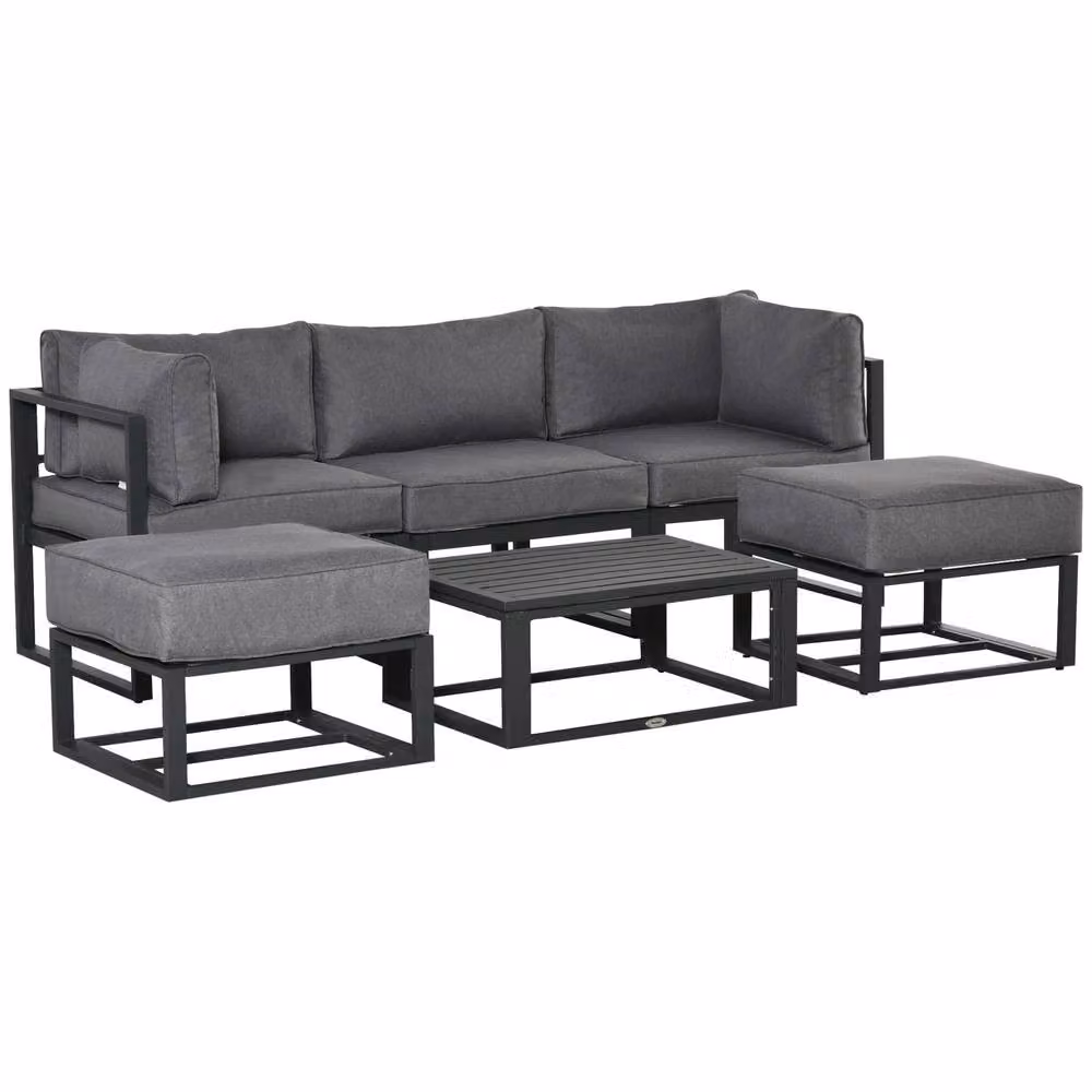 STILVORA 6-Piece Modern Sofa Set with Aluminium Frame in Grey – 3
