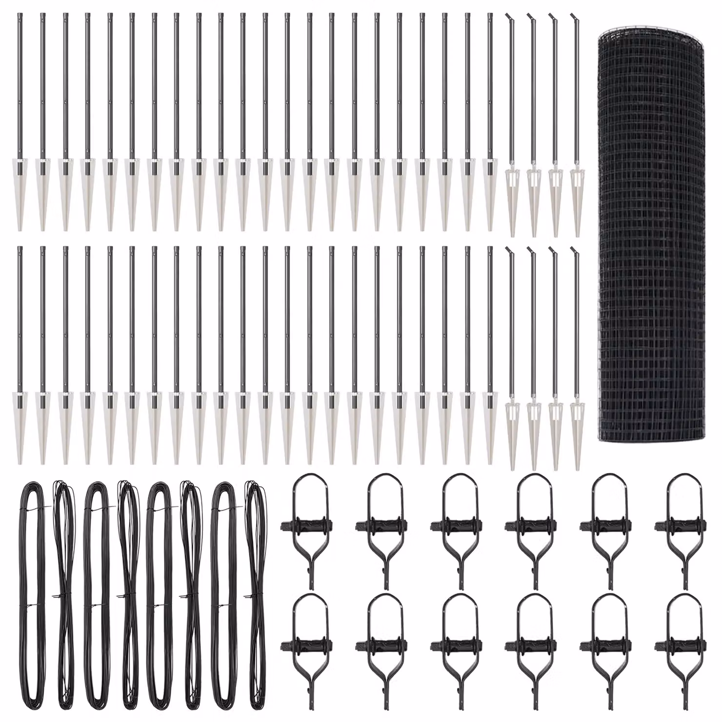 Berkfield Home Grey PVC Coated Steel Welded Wire Fence with 13 Round Spike Posts, W: 0.4 m, L: 100 m – 2