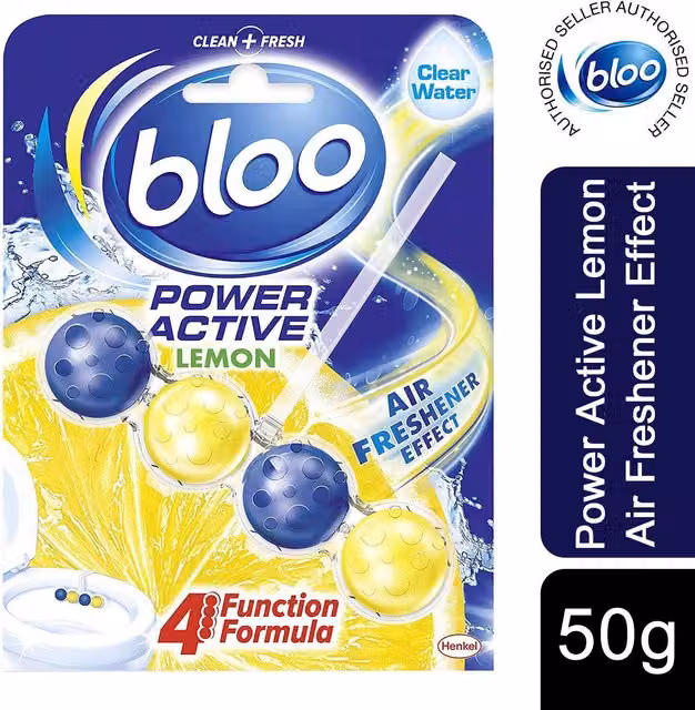 Bloo Power Active Premium Lemon Scent Toilet Rim Block in Yellow and Multicolour