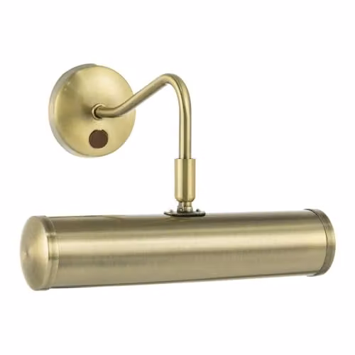 Happy Homewares Classic Adjustable Picture Wall Light in Antique Brass with Rocker Switch, W/D/H: 23 x 22 x 14 cm