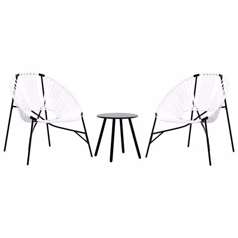 Berkfield Home Modern 3 Piece Garden Chair Set in Black and White Poly Rattan and Steel