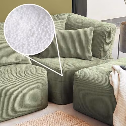 icon Noa 3 Seater Modular Bean Bag Sofa with Filling in Green – 3