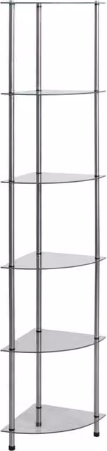 Berkfield Home 6-Tier Tempered Glass and Metal Shelf in Clear, W/D/H: 30 x 30 x 160 cm