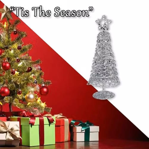 VFM e-Store Silver Glittery Christmas Tree Decoration, H 21 cm x W 8 cm – 5