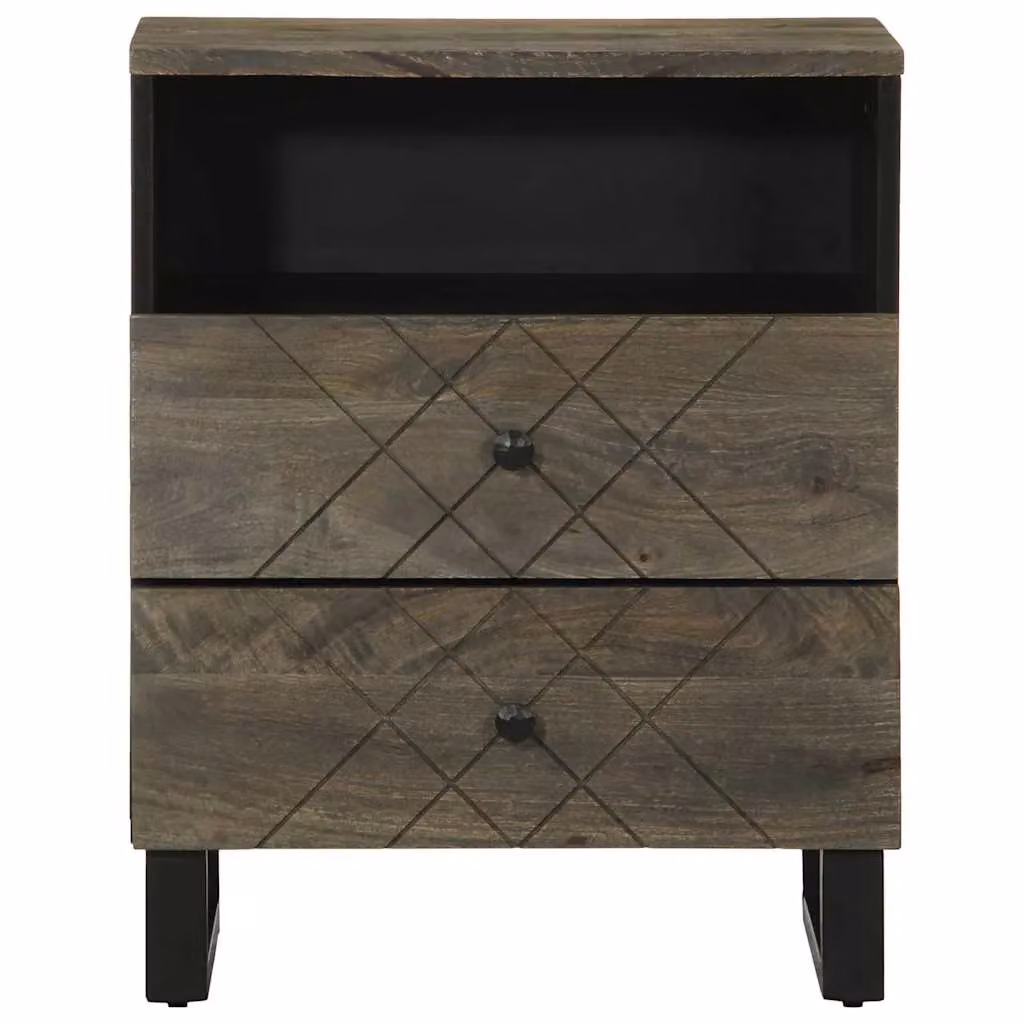 Berkfield Home Black Mango Wood Bedside Cabinet W/D/H: 50 x 33 x 62 cm – 2
