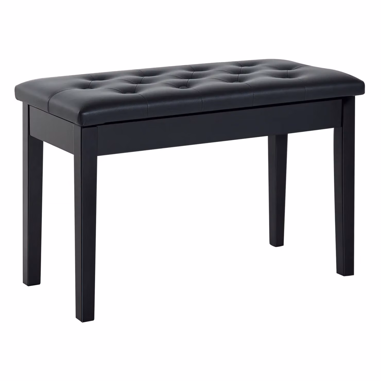 HOMCOM Classic Piano Bench with Padded Seat in Black Solid Wood – 2