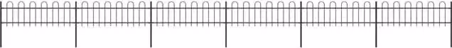 Berkfield Home Garden Hoop Top Steel Fence, Black, W: 10.2 m, H: 0.6 m, D: 0.6 m