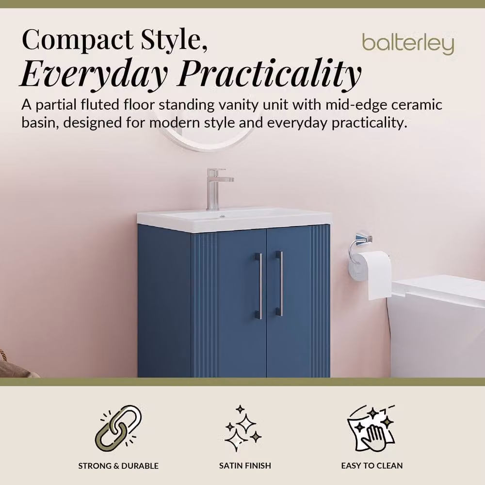 Balterley Floor Standing 2 Door Vanity Unit with Mid-Edge Basin in Satin Blue – 2