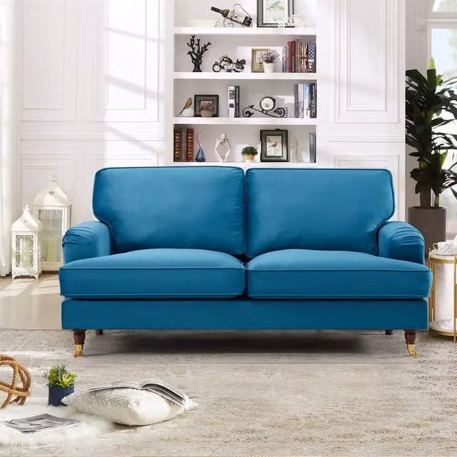 Artemis Home Woodbury 2 Seat Velvet Fabric Sofa in Petrol, Width: 158 cm