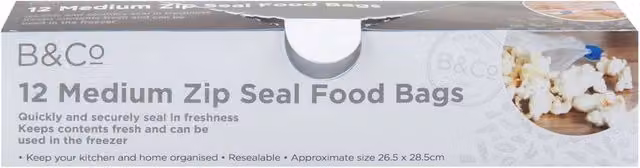 VFM e-Store Reusable Medium Zip Seal Food Storage Bags, 12 Pack, Transparent