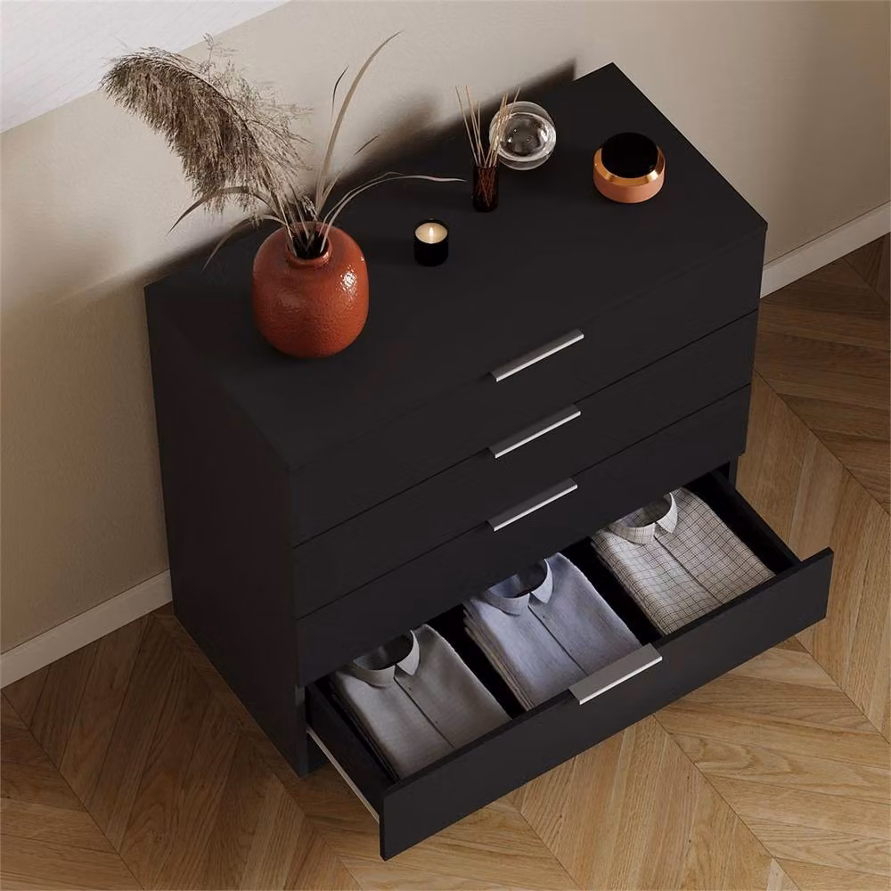 Kelvenix Modern Black 4 Drawer Bedroom Chest of Drawers – 3