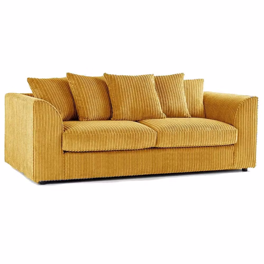 LUXURY LIFE Dylan Jumbo Cord Fabric Sofa Set in Mustard Yellow – 2
