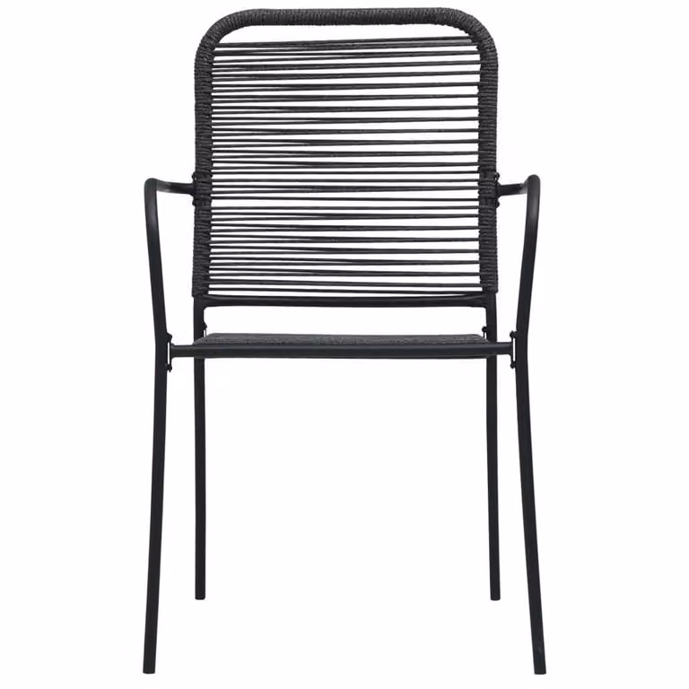Berkfield Home 7 Piece Outdoor Dining Set in Black Cotton Rope and Steel