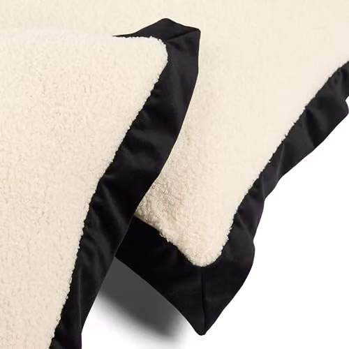 OHS Pack of 2 Boucle Square Cushion Covers with Oxford Edge, White and Black, W/D/H: 45 x 45 x 45 cm – 5