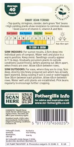 Mr Fothergill's Oh Sow Simple Dwarf French Bean Green Vegetable Seeds – 2