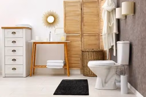New Edge Blinds Marlow Collection Black Chenille Non-Slip Bathroom Rug, W: 45 cm, D: 75 cm – 3