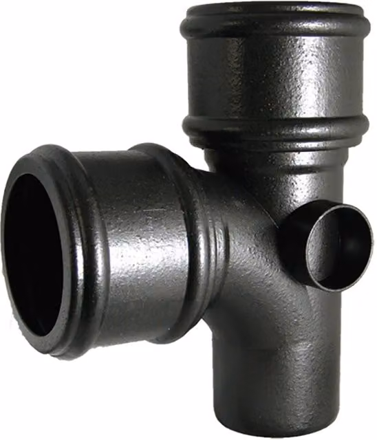 FloPlast Ring Seal Soil Bossed Branch, 92.5 Degree, 110mm, Black Matt Plastic