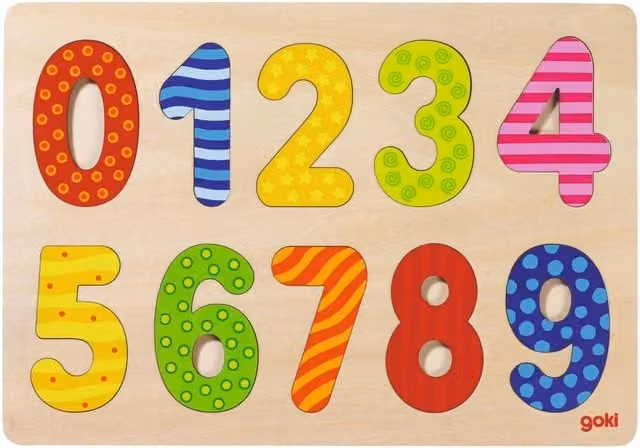 Toytastic Multicolour Wooden Number Puzzle 0-9 with Knob Inset