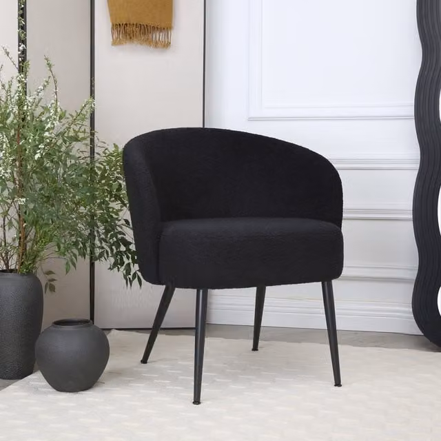 Home Garden Direct Comodo Armchair in Black Bouclé Fabric
