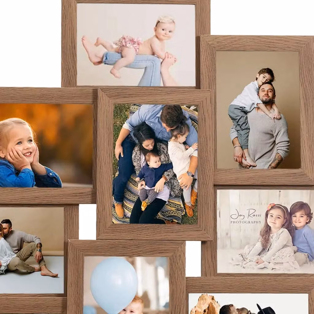 Berkfield Home Modern Rectangular Collage Photo Frame in Light Brown for 10 x 10x15 cm Pictures – 3