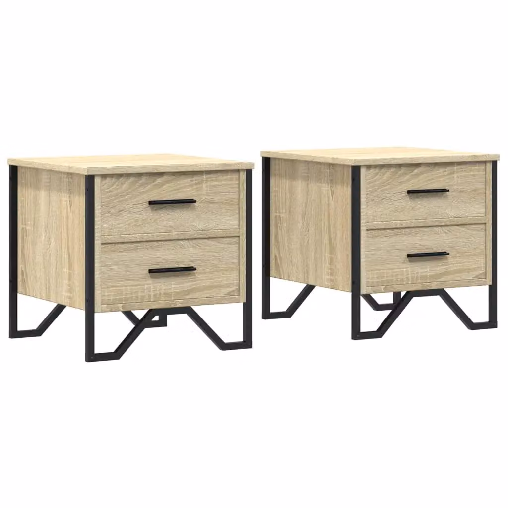 Berkfield Home Set of 2 Sonoma Oak Bedside Cabinets in Brown, W/D/H: 40 x 41 x 40 cm – 2