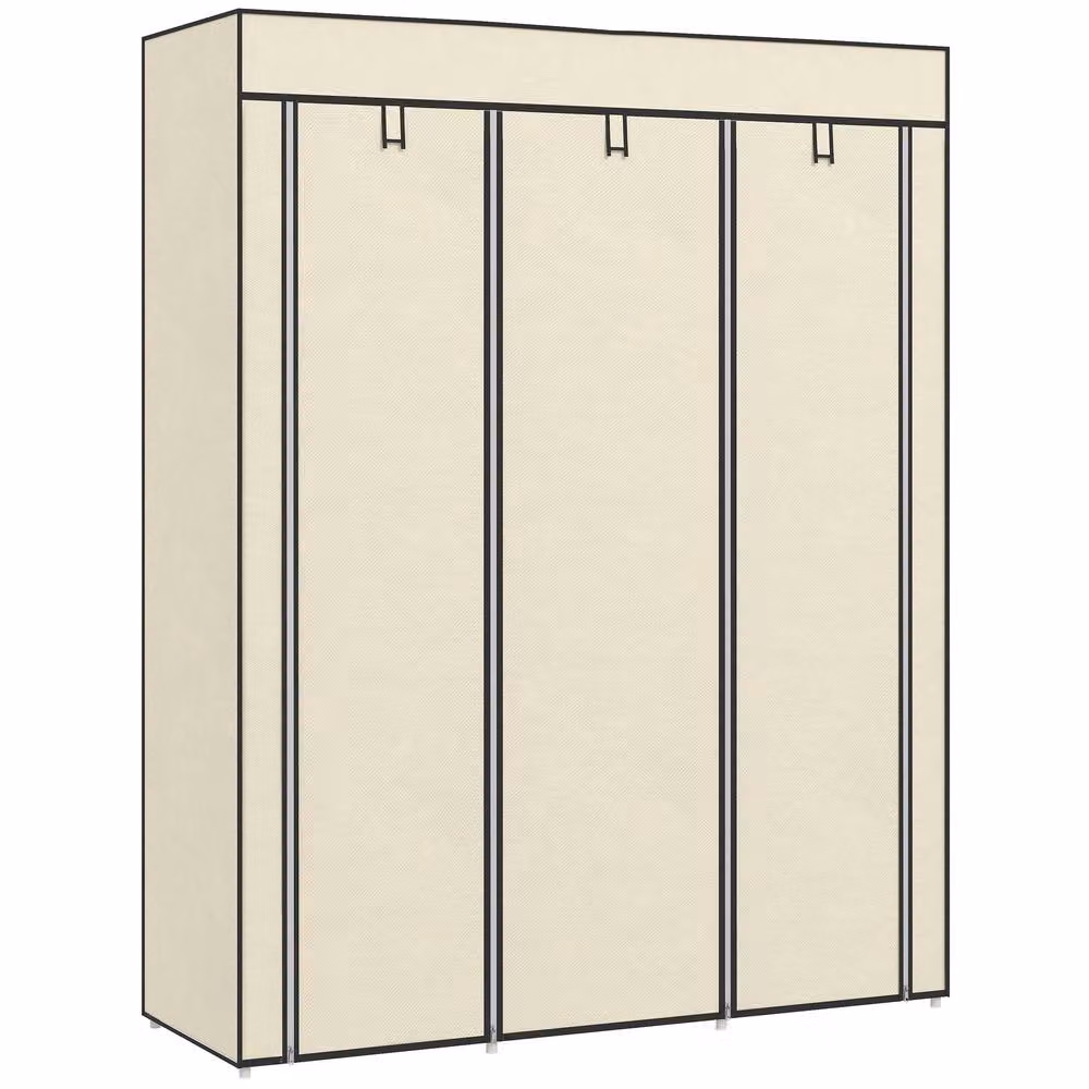 STILVORA Wardrobe with Roll Shutter, Hanging Rod and Internal Shelves in Beige – 2