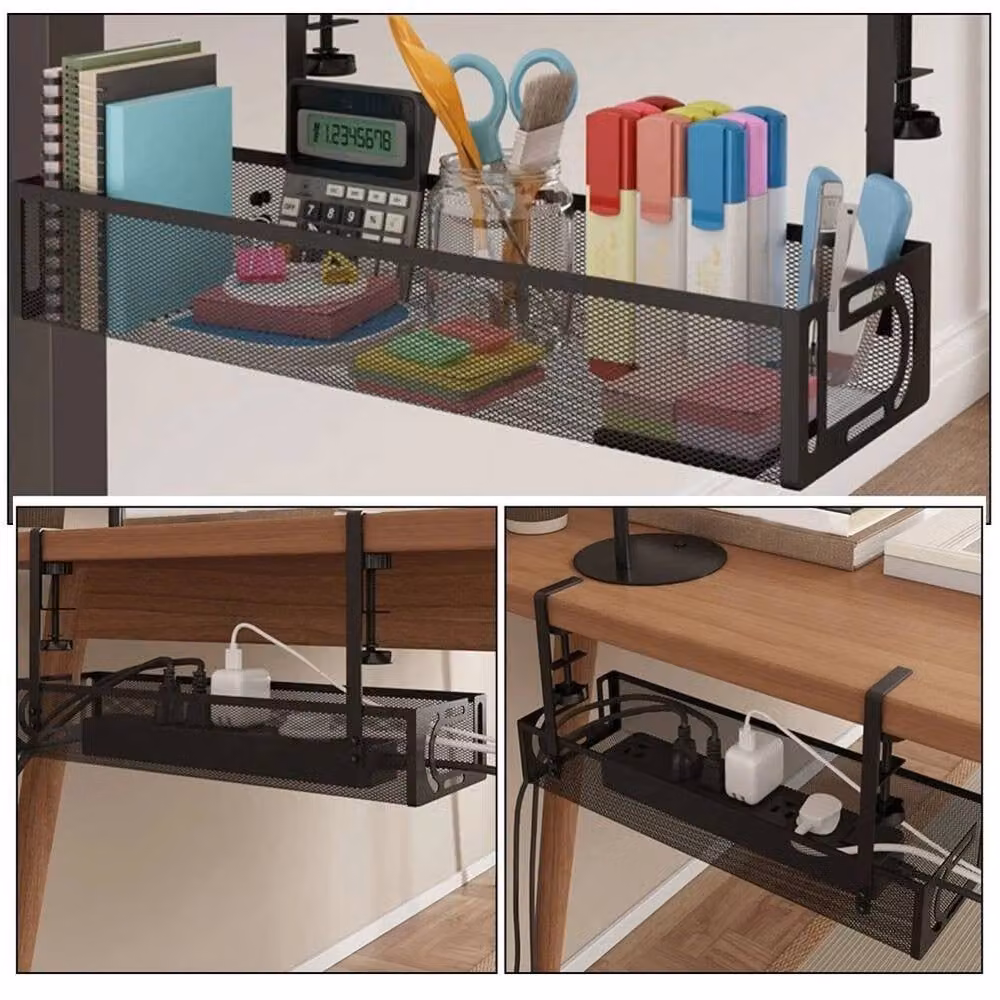 NESTLUNE Under Desk Cable Tray Management Organizer in Black, W: 100 cm, D: 15 cm – 4